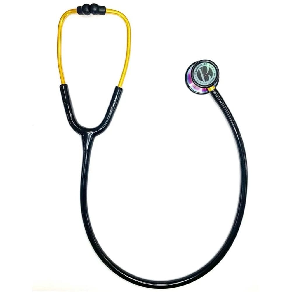 Estetoscópio Bic Eternity Iii Duplo Preto Rainbow gold