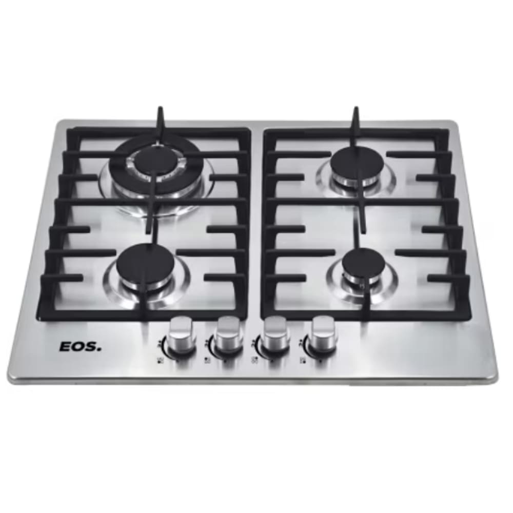 Fogao Cooktop a Gas Premium EOS 4 Bocas em Inox Tripla Chama 3000W