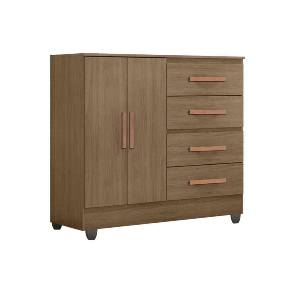 Cômoda Lite 4 Gavetas E 2 Portas Carvalho Oak - Móveis Leão