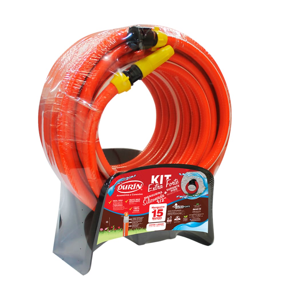Mangueira Trançada Jardim Extra Forte Com Suporte Ar E Água Com Bitola 1/2” E Espessura 2,3mm Durín