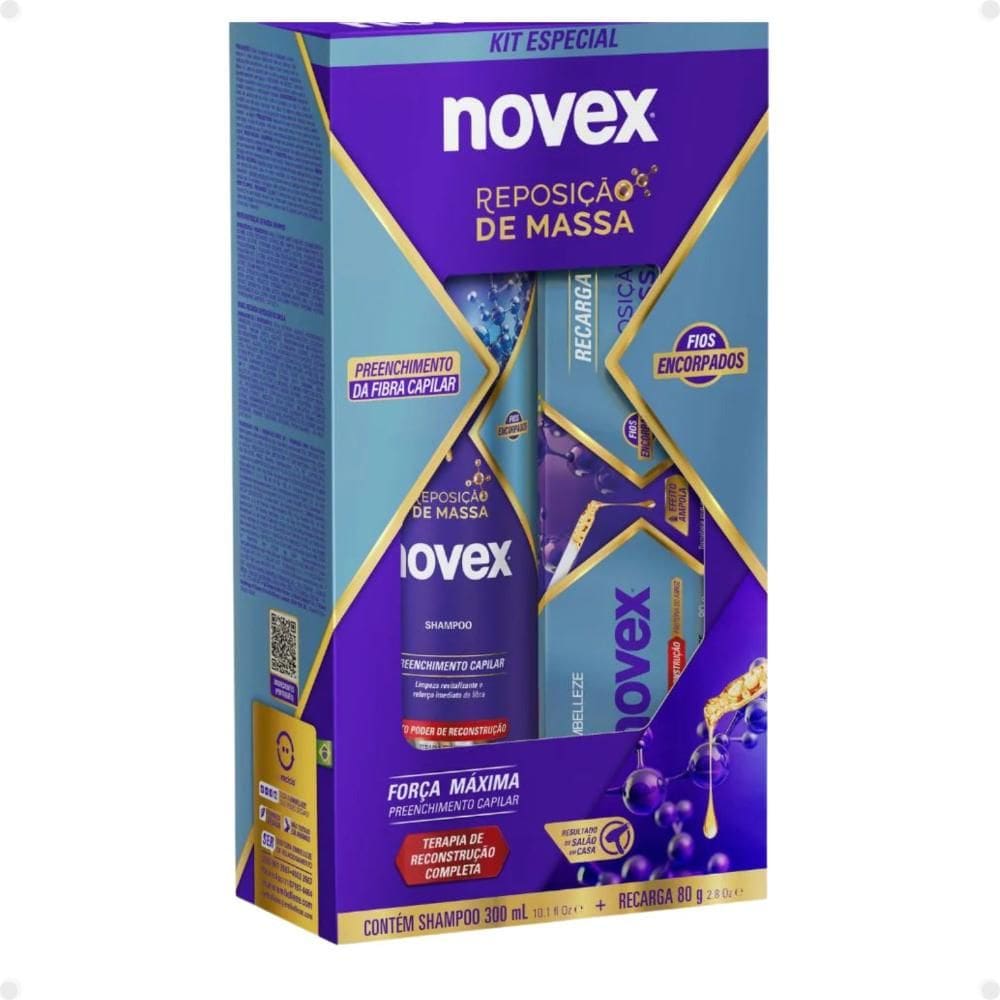 Kit Novex Reposição De Massa: Shampoo 300ml e Recarga Capilar 80g