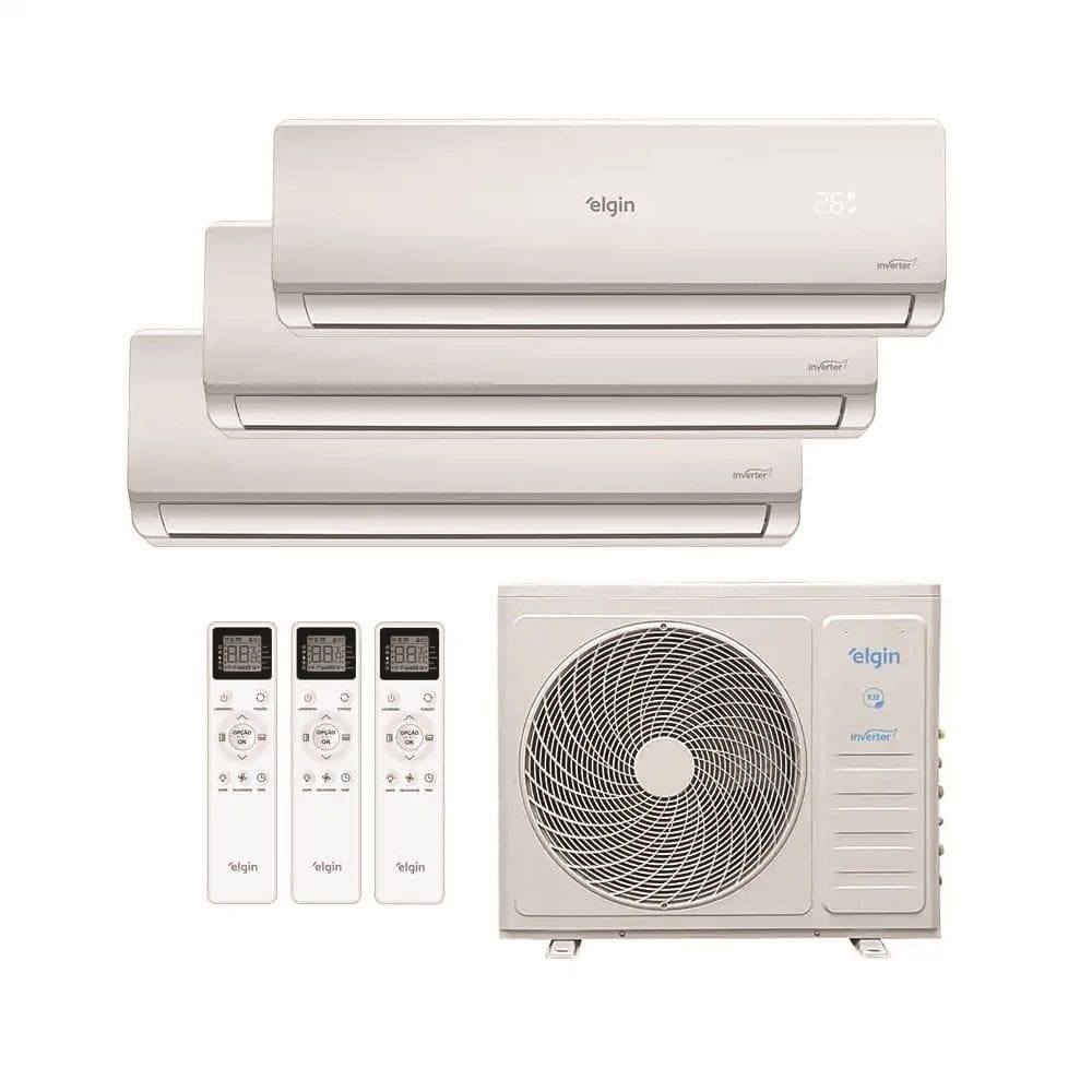 Ar Condicionado Multi Split Elgin Inverter Total Plus 27.000 Btus (Hi Wall 9.000 + Hi Wall 9.000 + Hi Wall 9.000) Quente e Frio 220v R-32