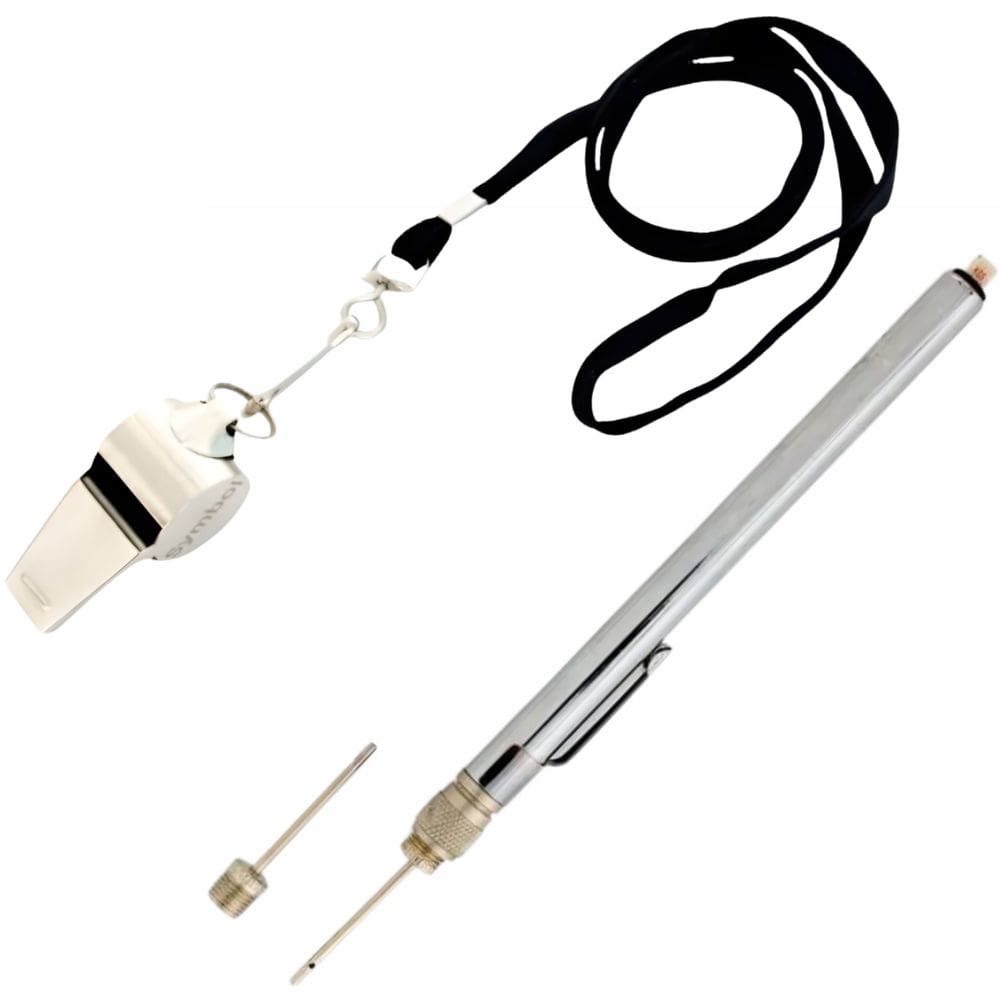 Kit Uhlsport Apito Profissional + Calibrador Caneta Pressão Bolas