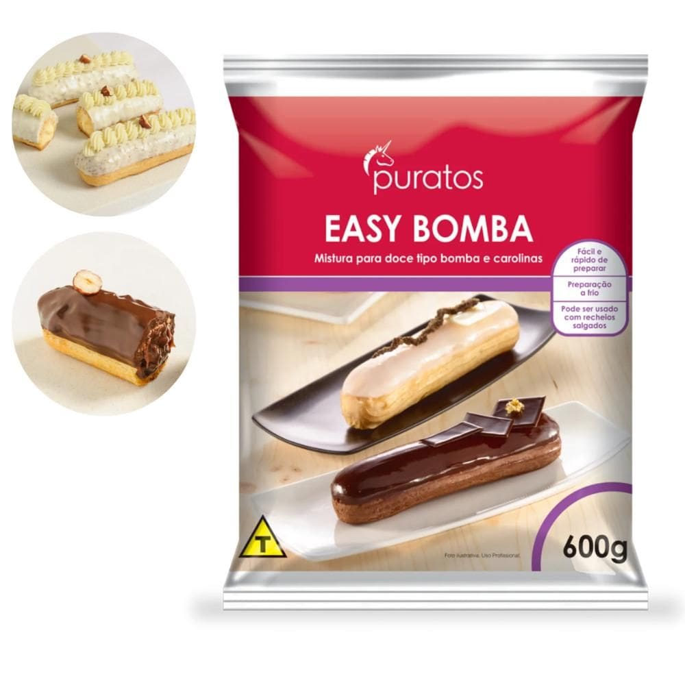 Mistura Para Doce Confeitaria 600g Bomba de Chocolate Carolina Eclair Easy Bomba Puratos