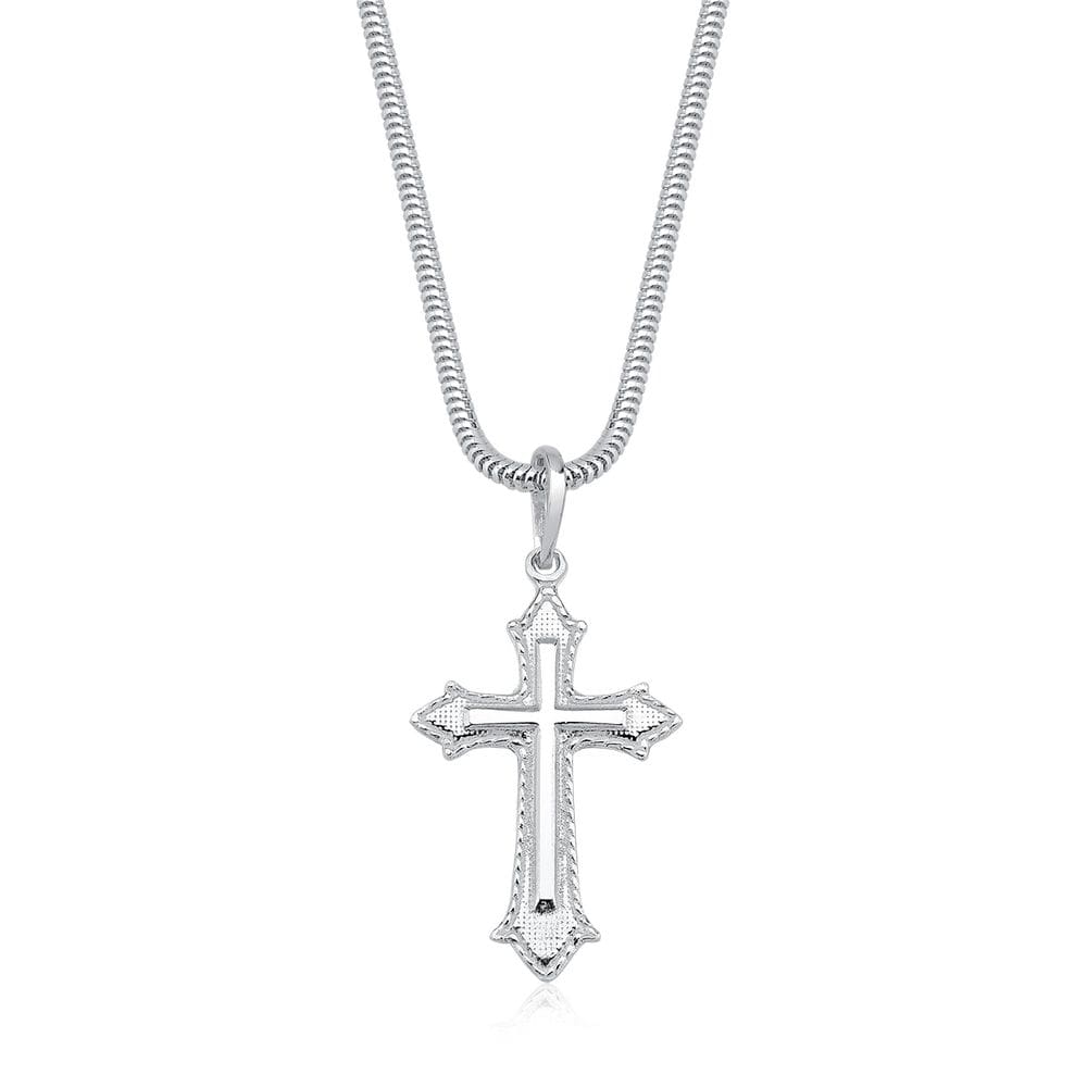 Cordão De Prata 925 Corrente Rabo De Rato Pingente Cruz