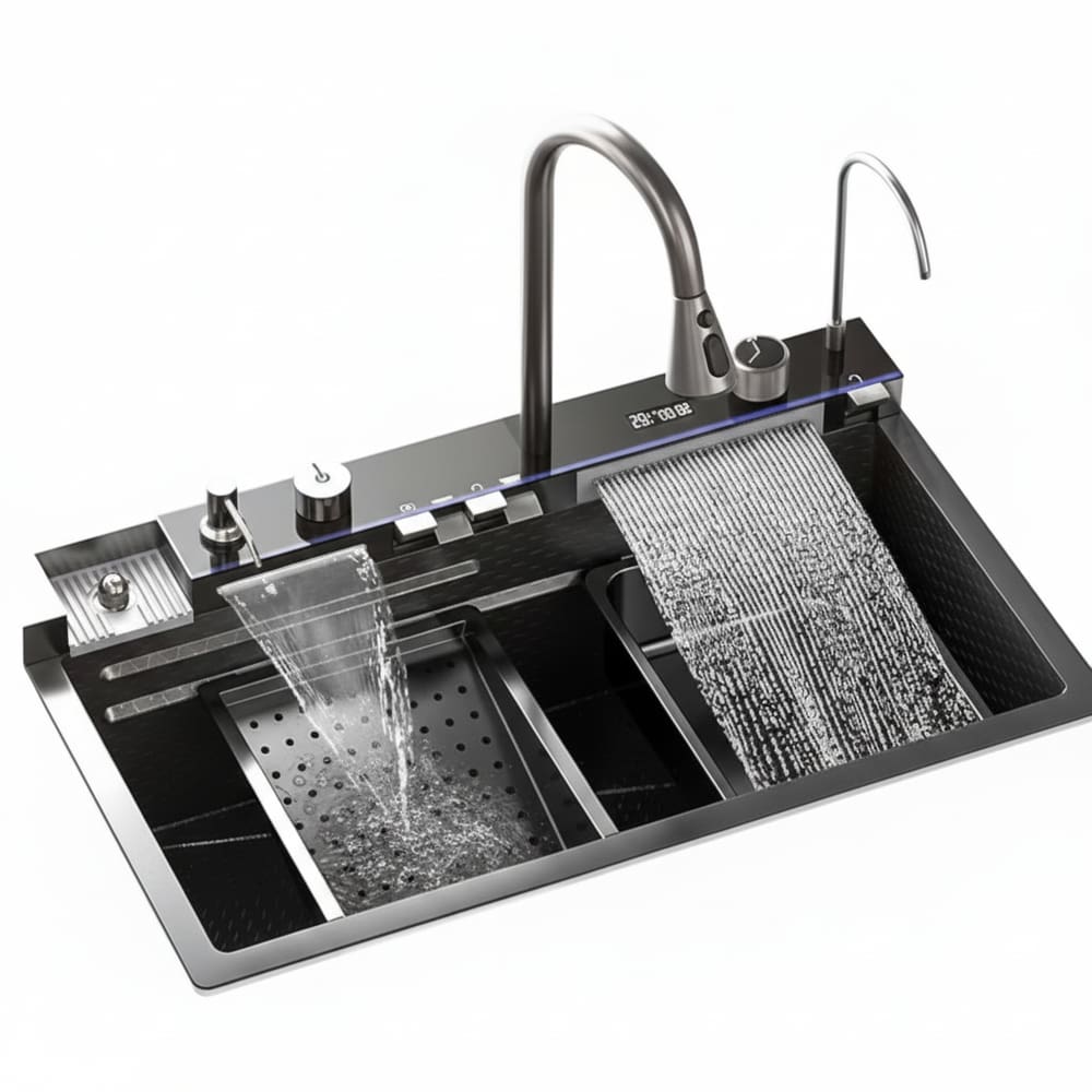 Cuba Gourmet Completa Way Wcb-7546-Sv Com Torneira, Ducha Flexível E Display Digital 75X46x22 Cm