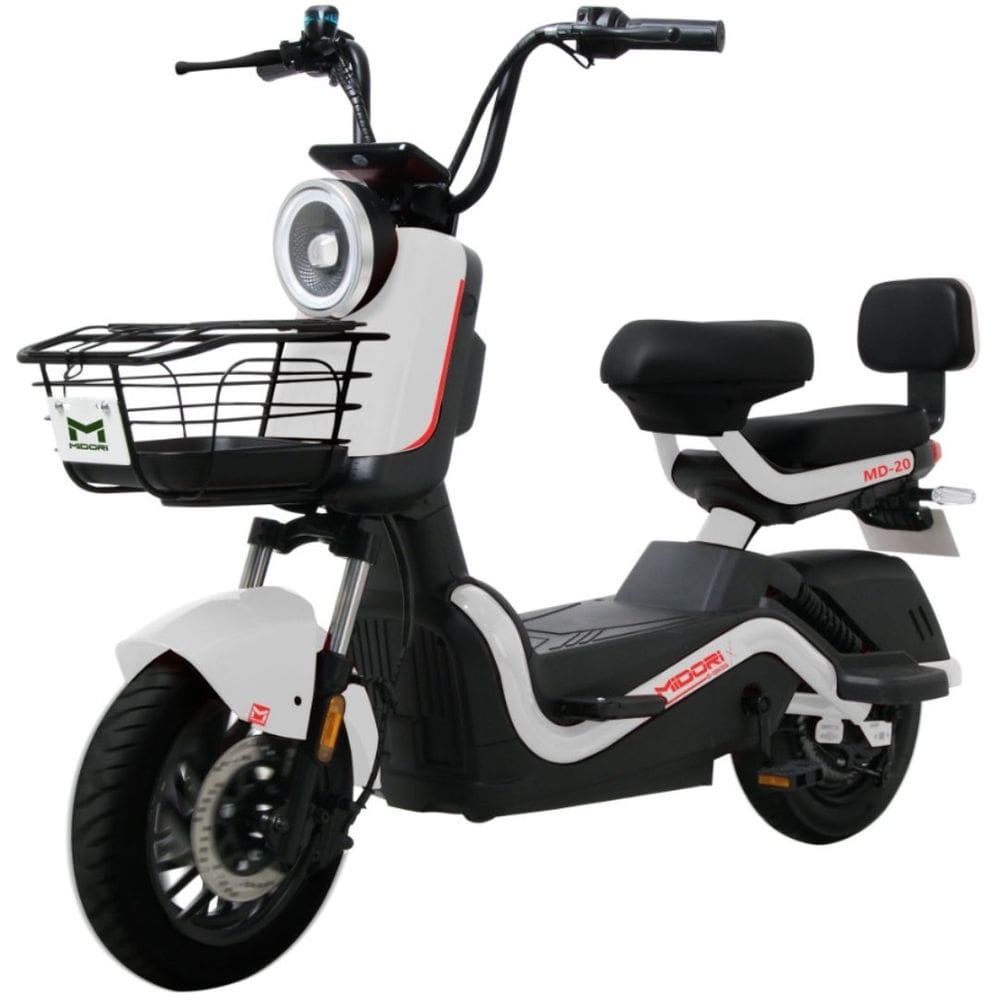 Bicicleta Elétrica Scooter Autopropelida Freio a Disco 650W 48V MD-20 Branca Midori