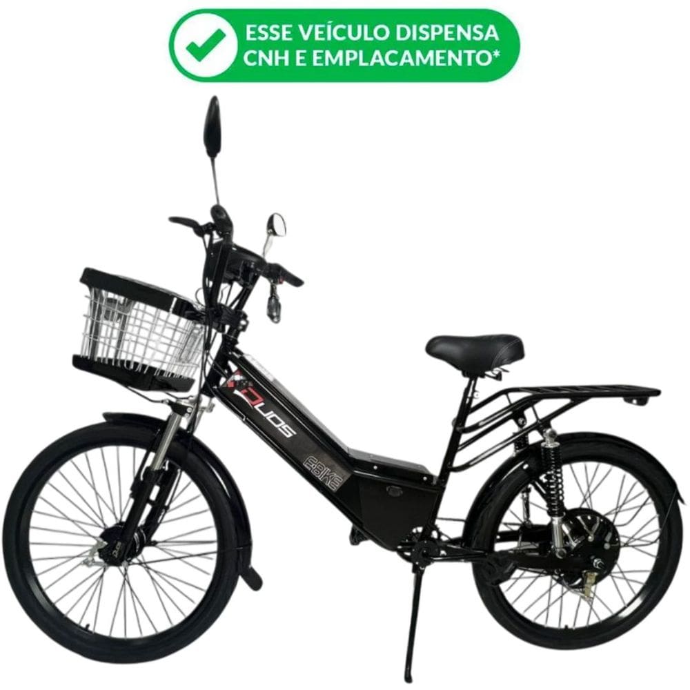 Bicicleta Elétrica New Confort FULL 800W 48V Retrovisor Alarme Cor Preta