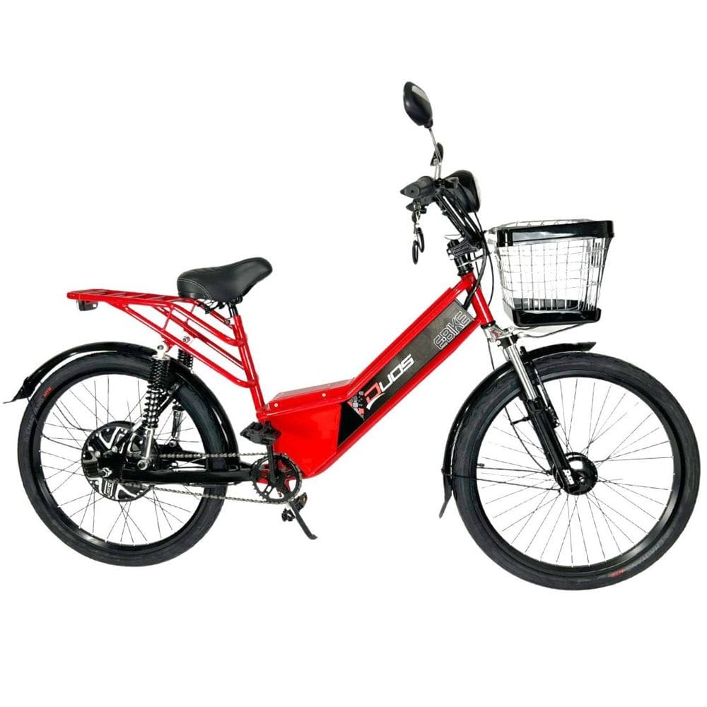 Bicicleta Elétrica New Confort FULL 800W 48V Retrovisor Alarme Cor Vermelha