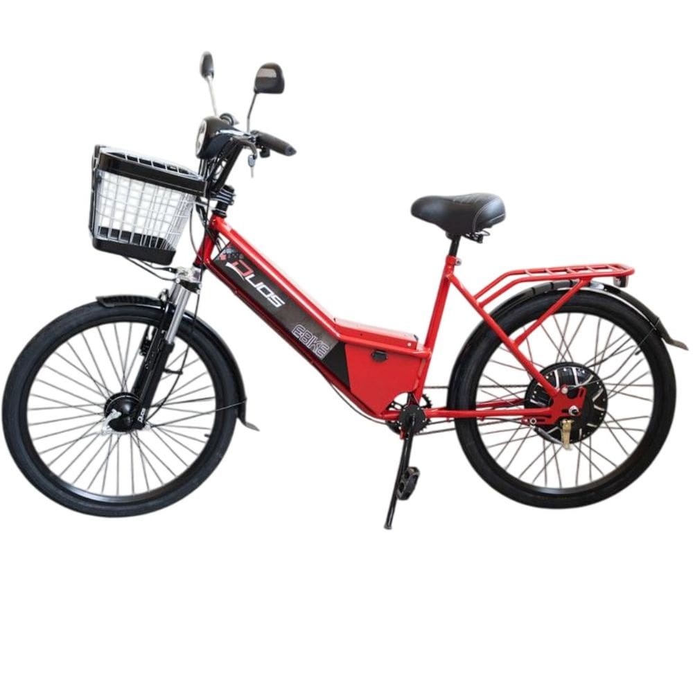 Bicicleta Elétrica New Confort 800W 48V 15Ah Vermelho Cereja com Cestinha