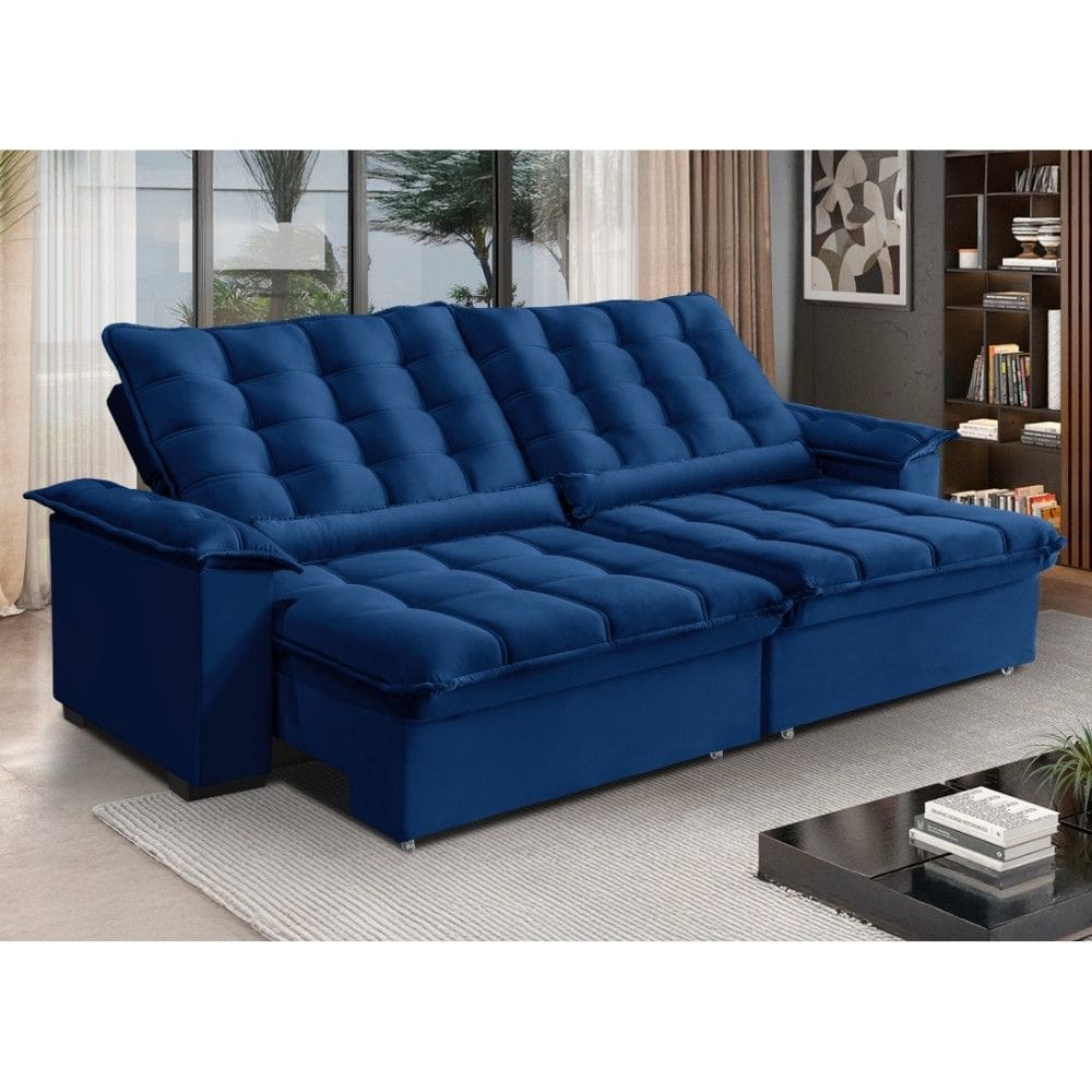 Sofa 4 Lugares Retratil Reclinavel 270cm Veludo Bogota Requinte