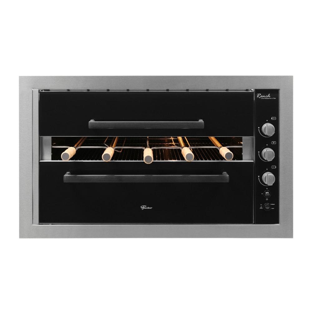 Churrasqueira a Gas de Embutir Fischer 5 Espetos Ranch Inox