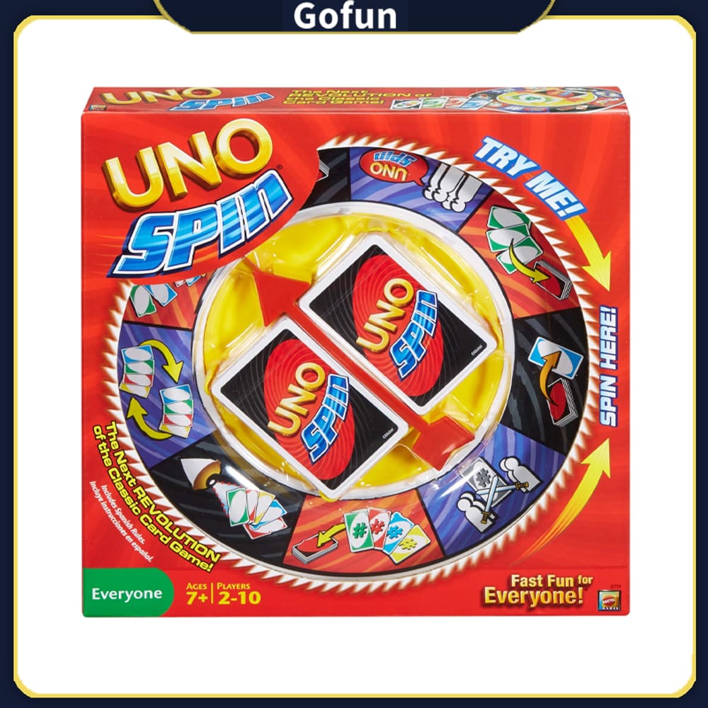 Jogo de tabuleiro UNO Spin Card Game para festa familiar com roda