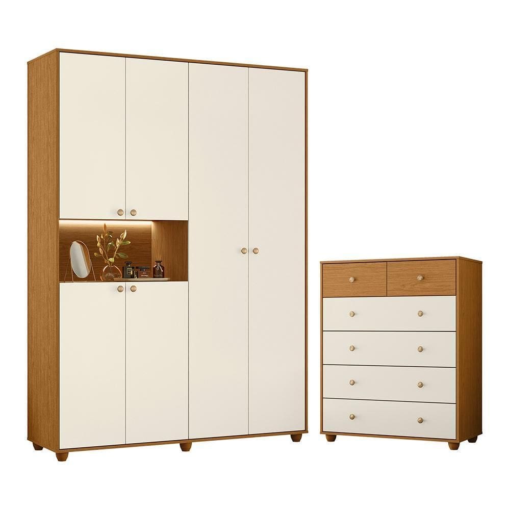 Jogo de Quarto Vittoria com Guarda Roupa e Cômoda - Móveis Albatroz