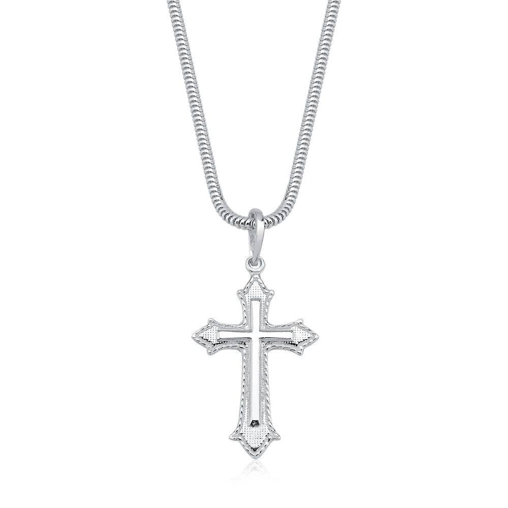 Corrente Rabo De Rato Com Pingente Crucifixo De Prata 925