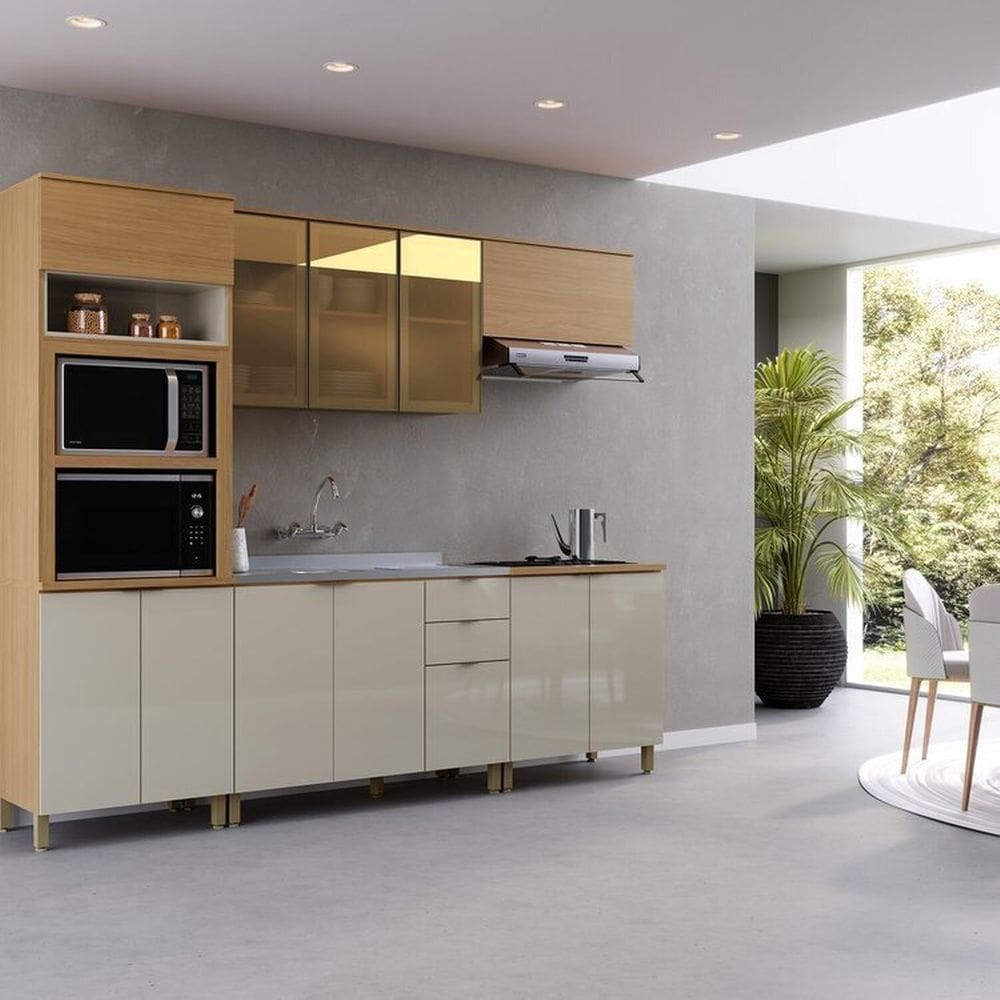 Cozinha Modulada 5 Peças 12 Portas 2 Gavetas Karine Ii Angelin/Nude