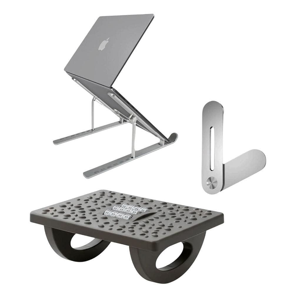 Kit Escritório e Home Office - Apoio para Pés Ergonômico + Suporte Notebook + Suporte Celular - Gshield