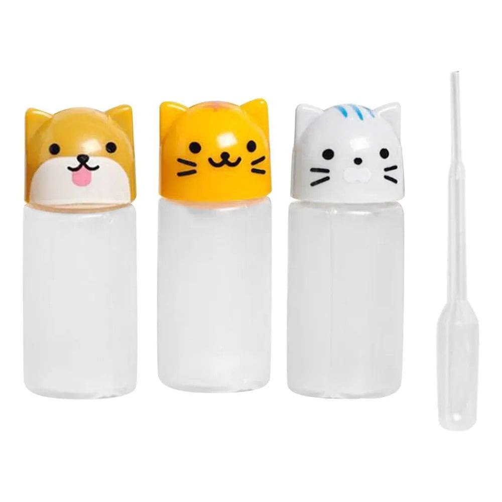 Conjunto 3 Mini Porta Molho com Conta Gotas de Bichinhos 3ml