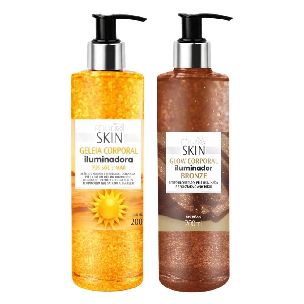 Kit Muriel Skin: 1 Glow Corporal Iluminador Bronze 200ml e 1 Geleia Corporal Iluminadora 200ml