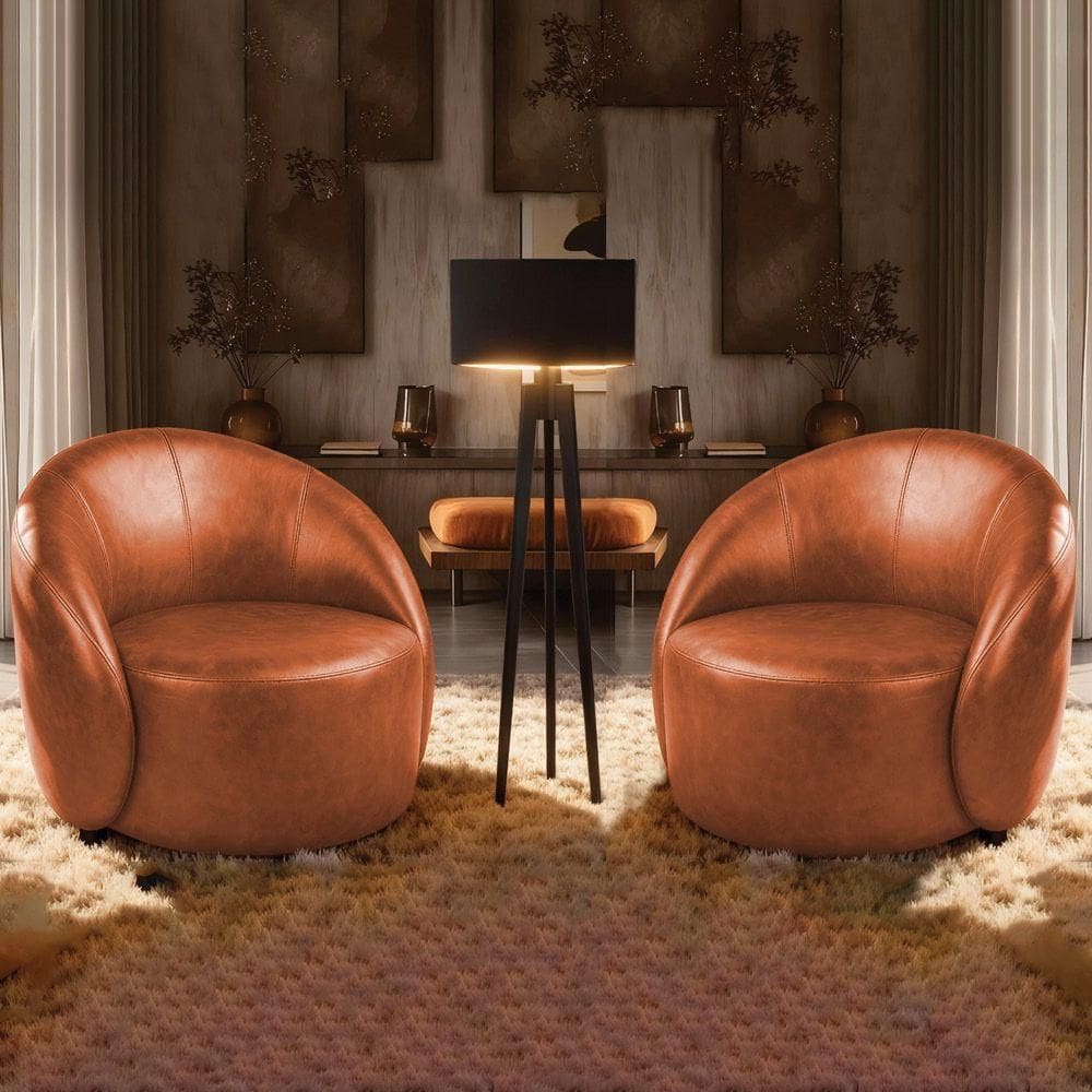 Poltrona Decorativa Orgânica Kit 2 Lua Sintético Pu D03 - D`rossi Whisky