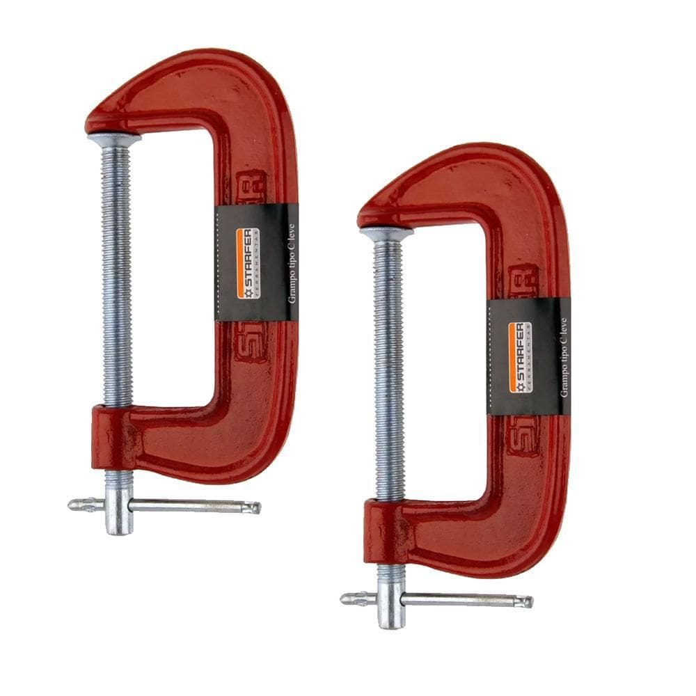 Kit 2 Unidades Grampo Tipo C Leve Starfer 3 Polegadas
