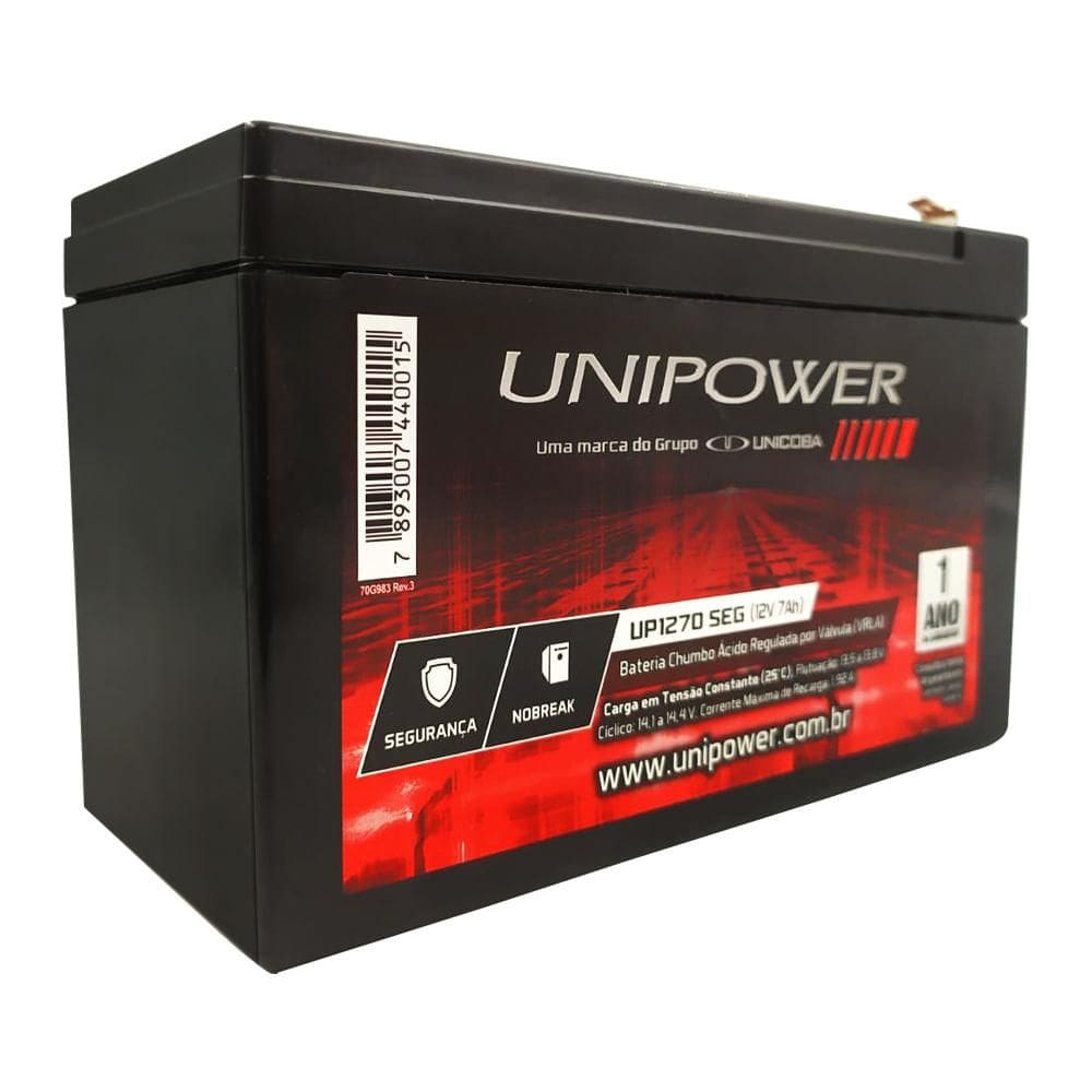Bateria Selada Unipower Estacionária VRLA UP1270SEG 12V 7Ah F187