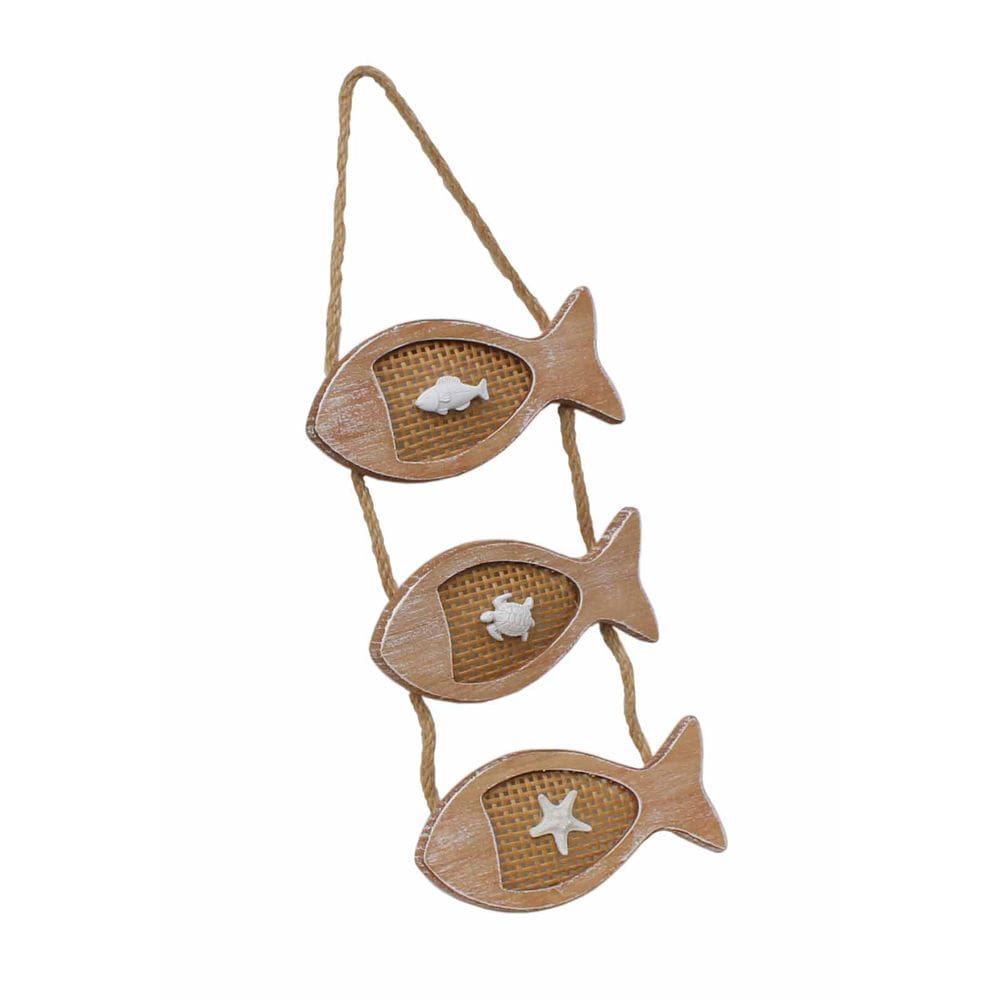 Trio de Peixes em Madeira Decorativo Praia Marítimo