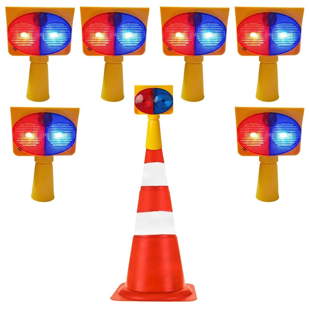 Sinalizador Viario Solar Kit 6 Duas Cores Cone Transito Atençao Emergencia Iluminaçao Acidente