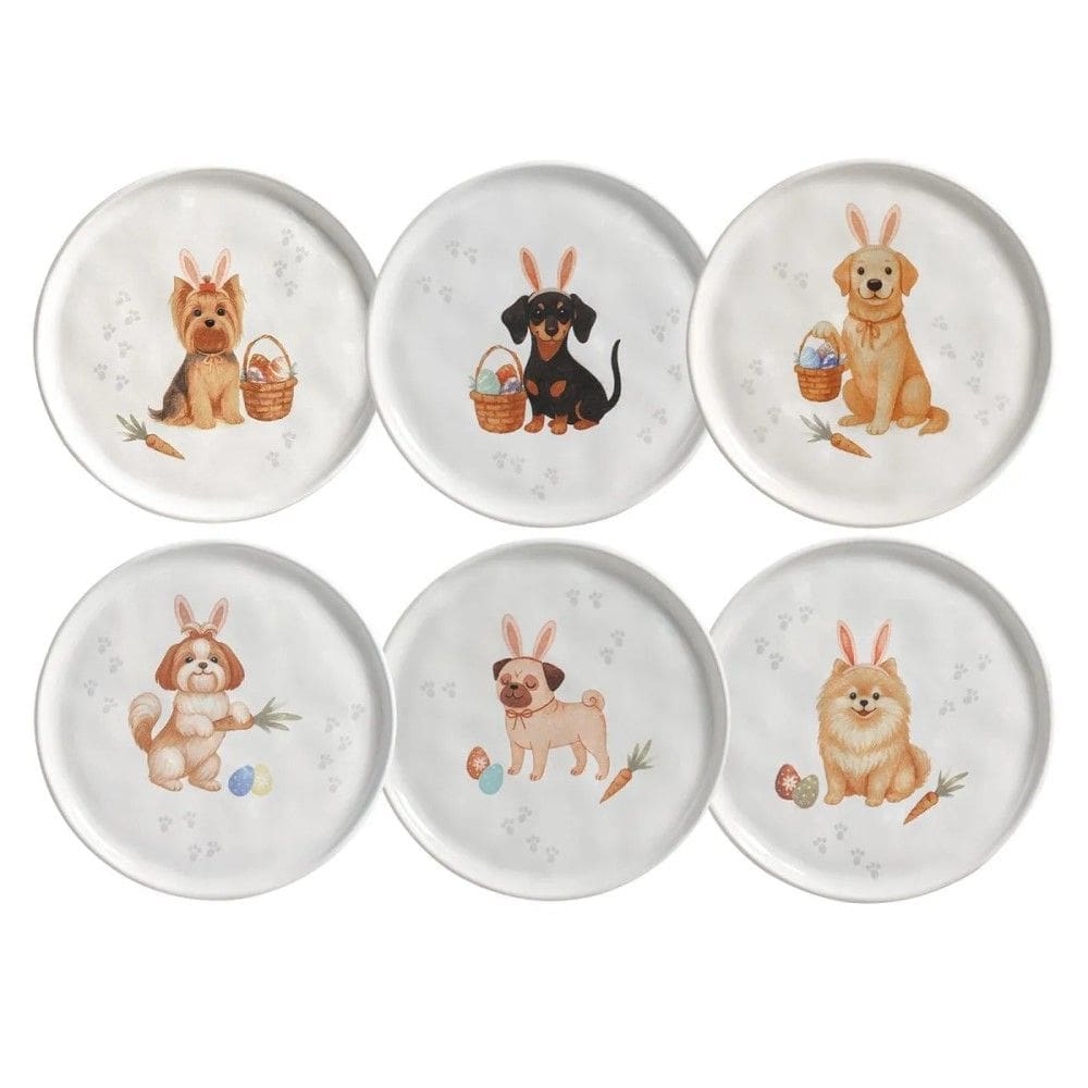 Conjunto de Pratos de Sobremesa 06 Peças Páscoa Bio Doguinhos Porto Brasil