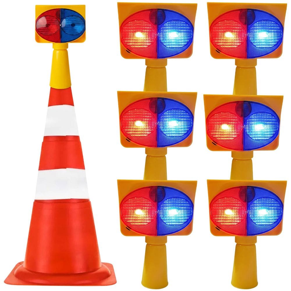 Sinalizador Viario Solar Kit 6 Cone Emergencia Acidente Rodovia Pisca Alerta Transito Obra