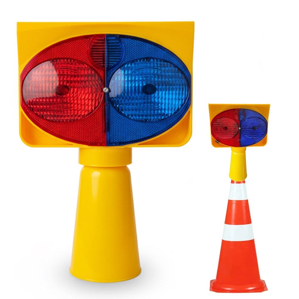 Sinalizador Solar Duas Cores Cone Obra Rodovia Emergencia Estrada Avenida Alerta Transito Acidente Segurança Iluminaçao