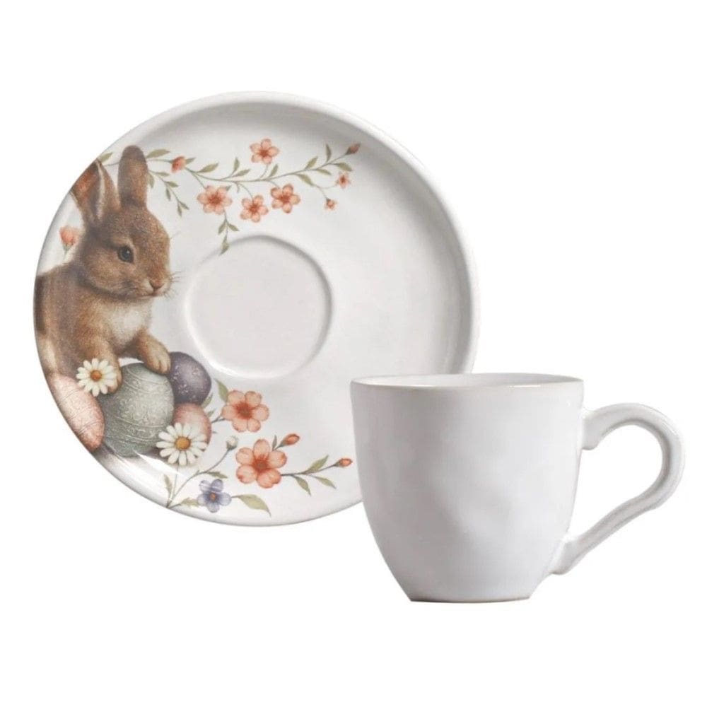 Conjunto de Xícara de Chá com Pires 06 Peças Páscoa Bio Doce Ninho Porto Brasil