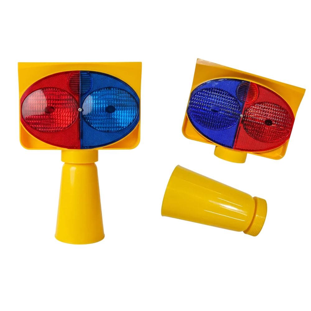 Cone Solar Sinalizador Duas Cores Obra Rodovia Alerta Avenida Estrada Transito Acidente Iluminaçao Segurança