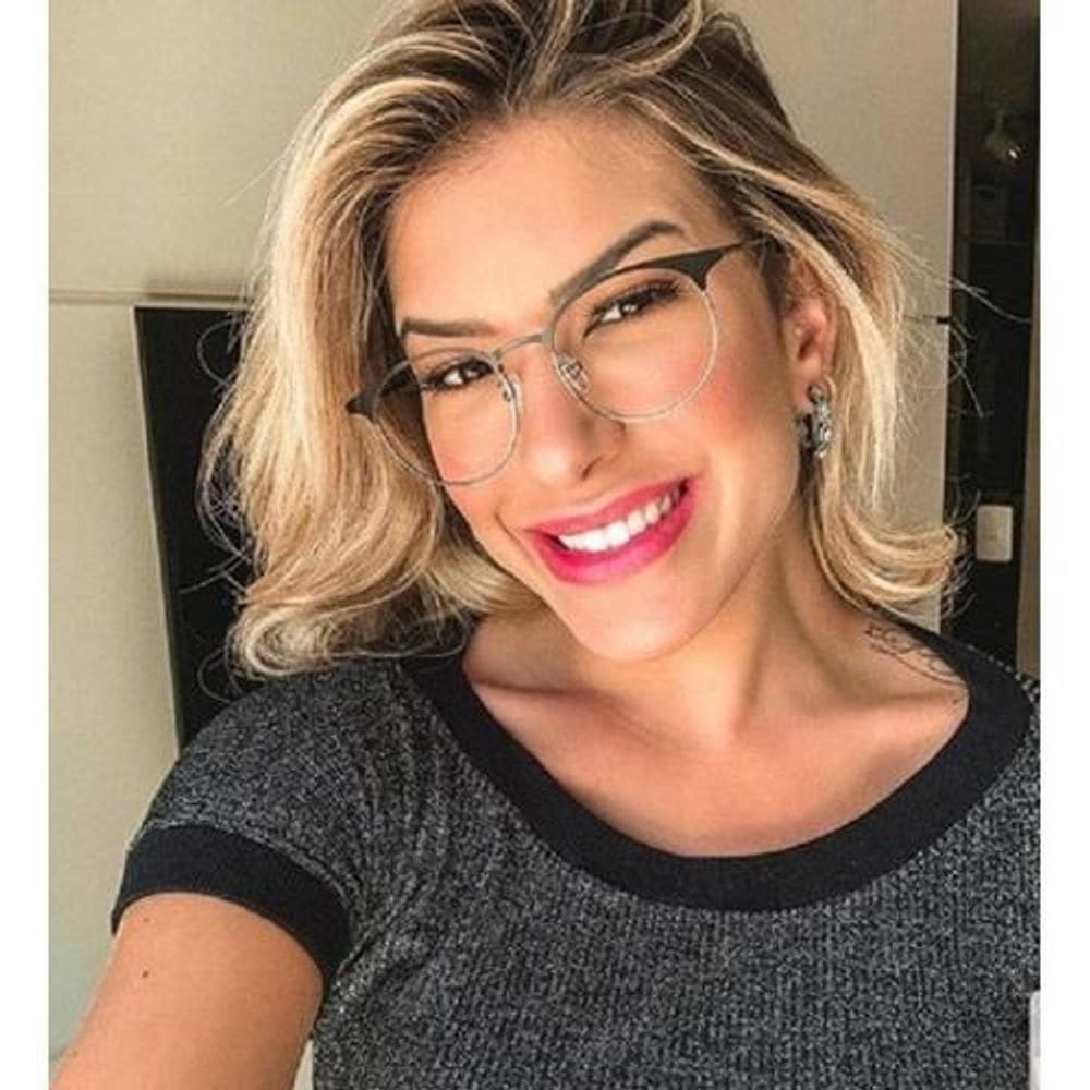 Armação Óculos Grau Feminina Redonda Miranda Preta