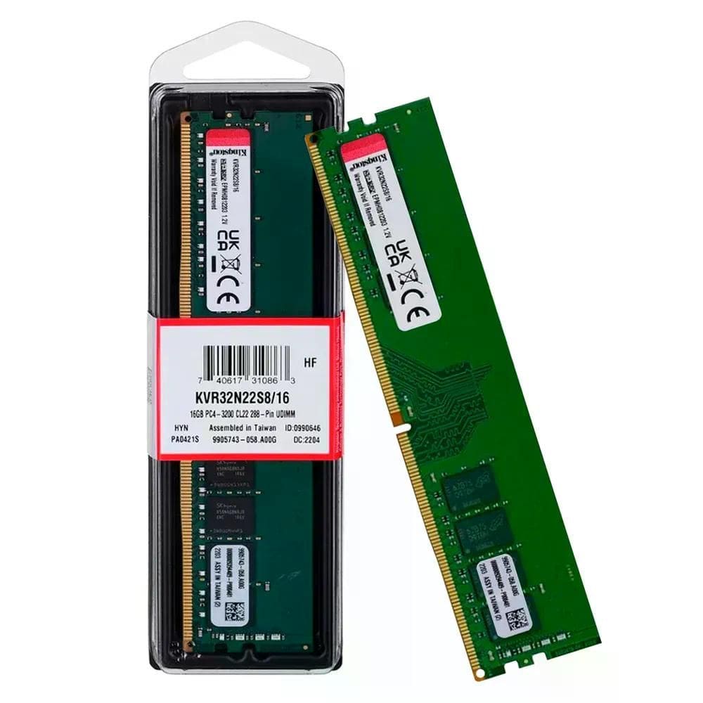 Memória 16GB DDR4 3200MHz KVR32N22S8/16 Kingston