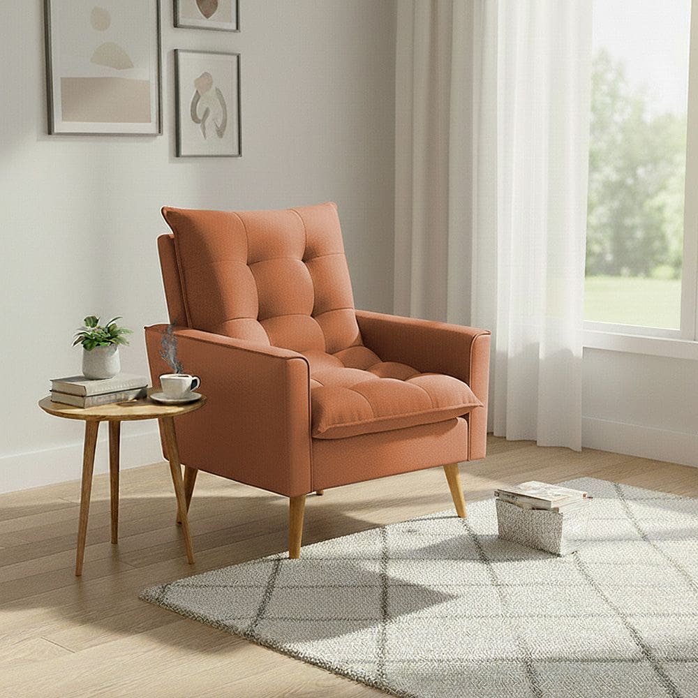 Poltrona Sala 92cm Visual Moderno Acabamento Aconchegante Que Transforma o Ambiente Laranja Ester