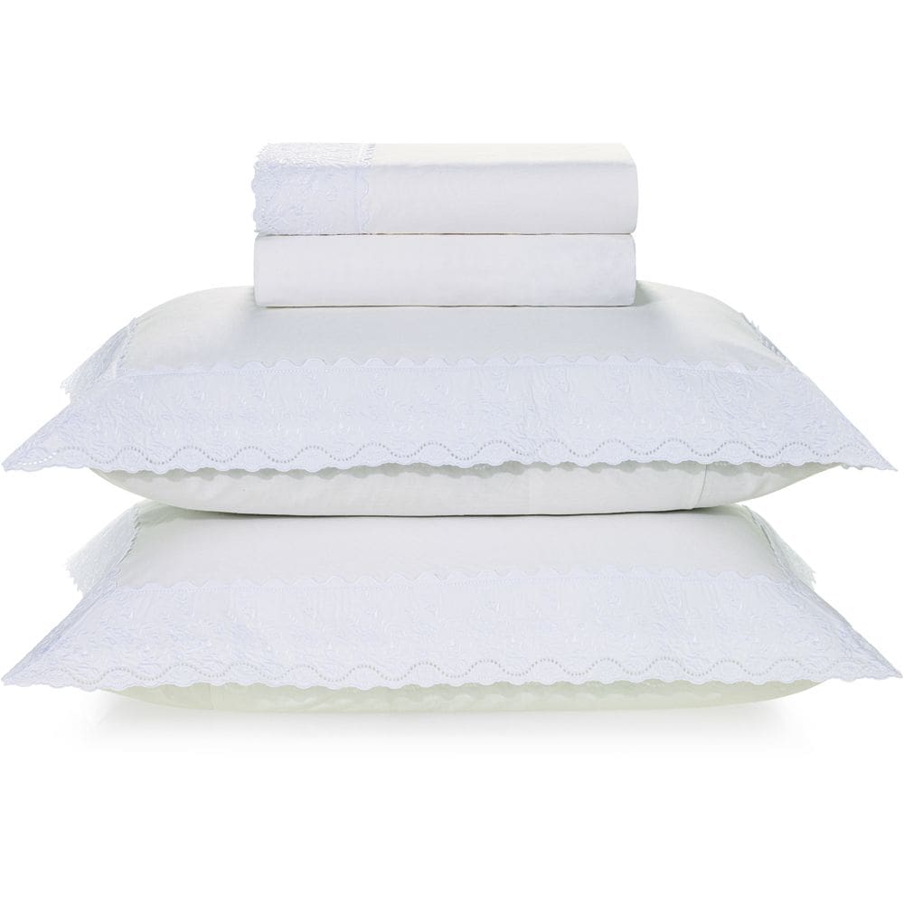 Jogo de Cama Karsten Antonia 200 Fios 4 Peças Queen Branco