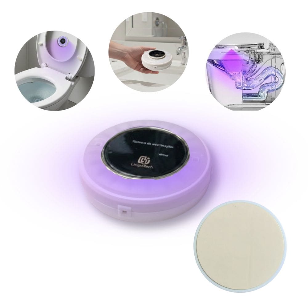 Esterilizador Automático Para Vaso Sanitário Com Base Adesiva Germicída Luz UV Recarregável USB-C