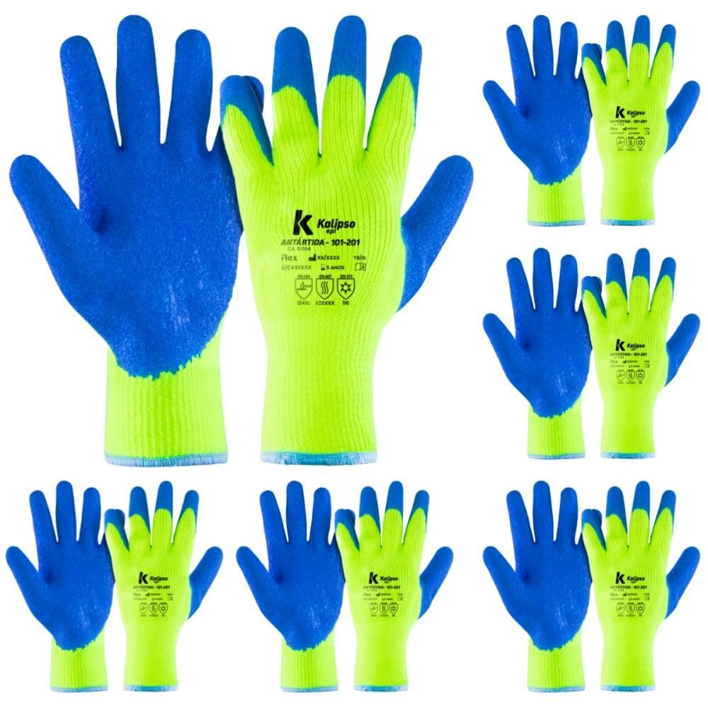 Kit 12 Luva de Segurança Térmica Antártida Proteção Contra Frio 101-201 Com CA Kalipso