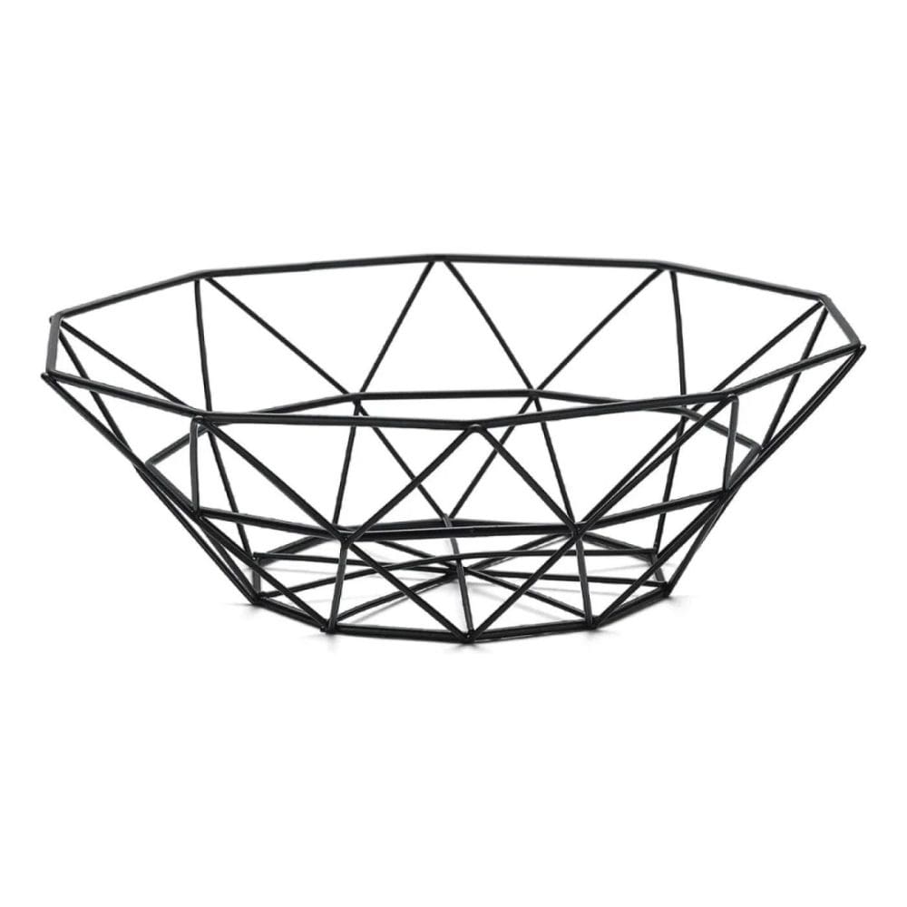 Fruteira de Mesa Redonda em Metal Preta 27cm - Cesta de Frutas Aramada