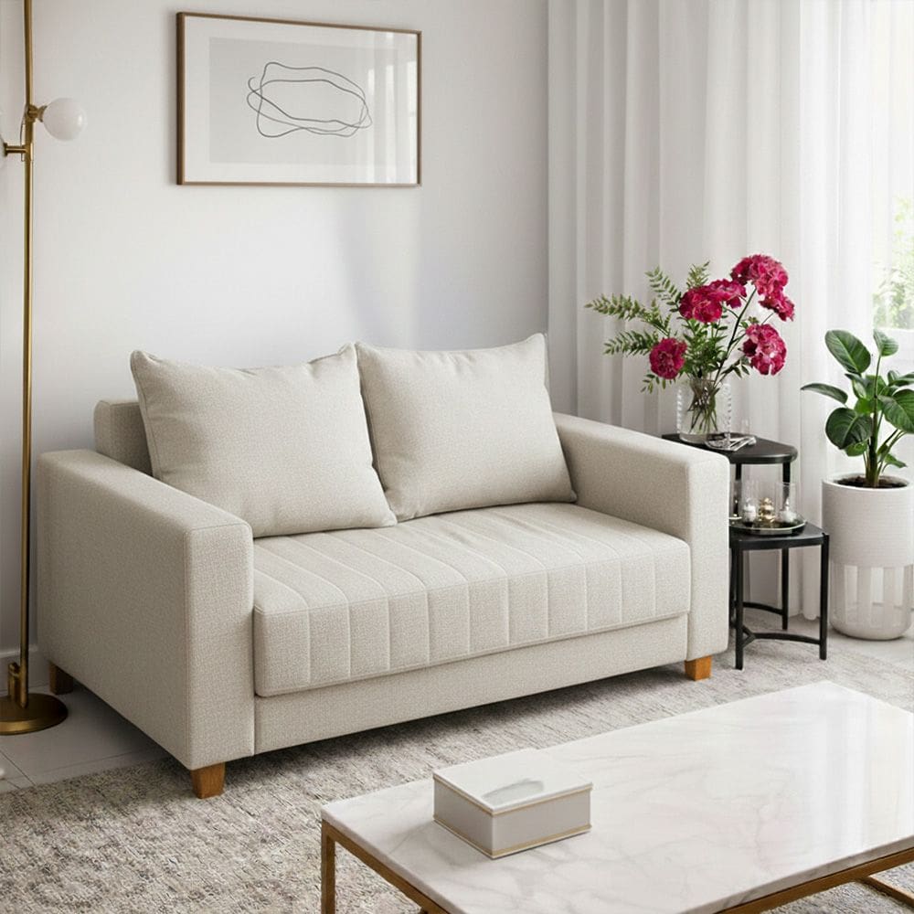 Sofá Requinte Namoradeira 2 Lugares 1.40m Estofado com Fibra Siliconada para Sua Sala Branco