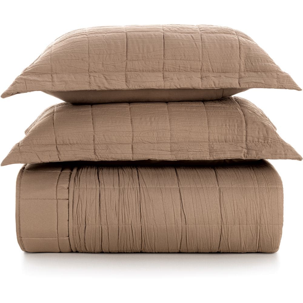 Jogo de Colcha Karsten Valena Plissado 3 Peças Queen Marrom