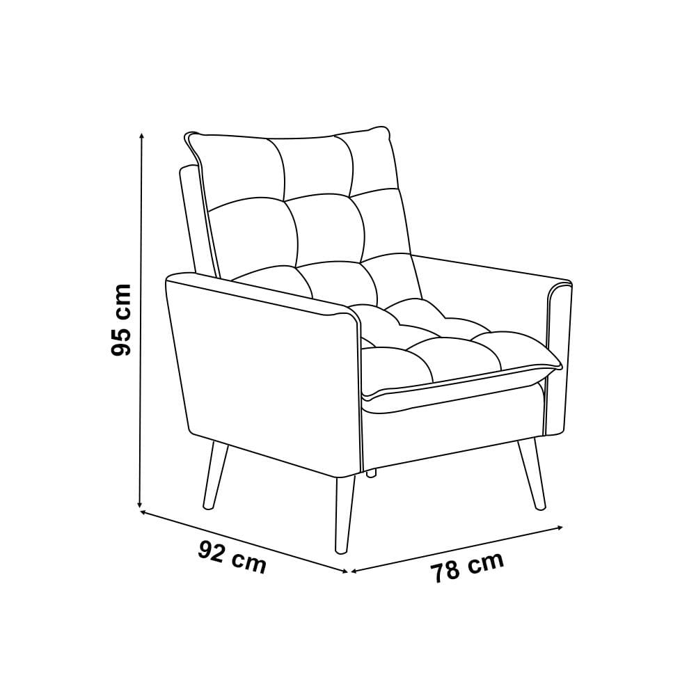 Poltrona Sala de Estar 92cm Design Moderno e Elegância Neutra para Sua Sala Cinza Ester