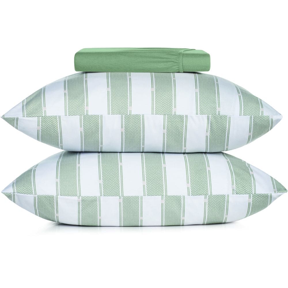 Jogo de Cama Altenburg Trilho Malha 3 Peças Queen Verde