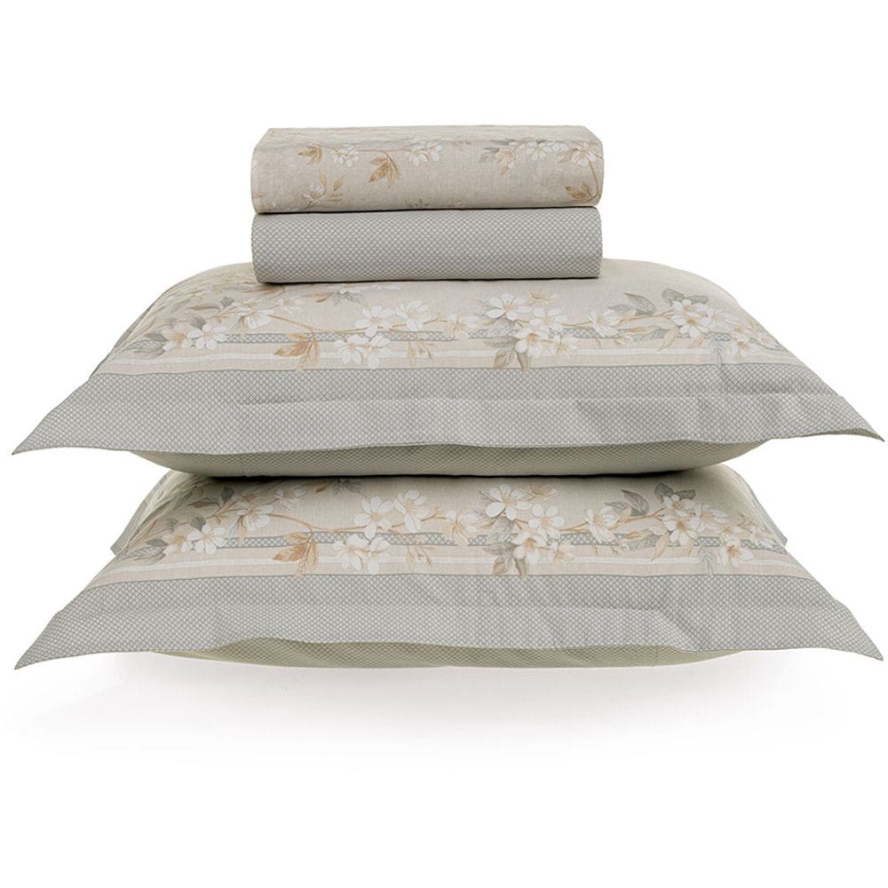 Jogo de Cama Karsten Dandara 200 Fios 4 Peças Queen Bege