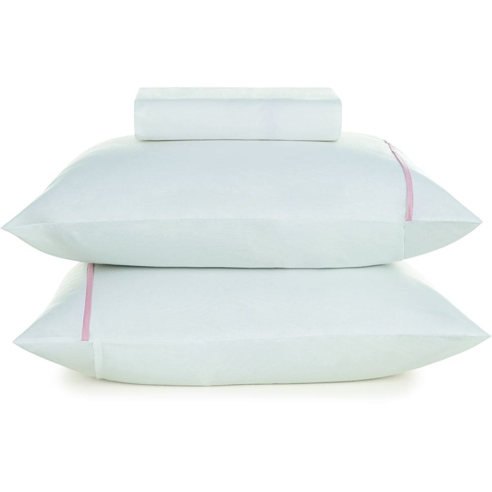 Jogo de Cama Karsten Noah 160 Fios 3 Peças Queen Branco Rosa