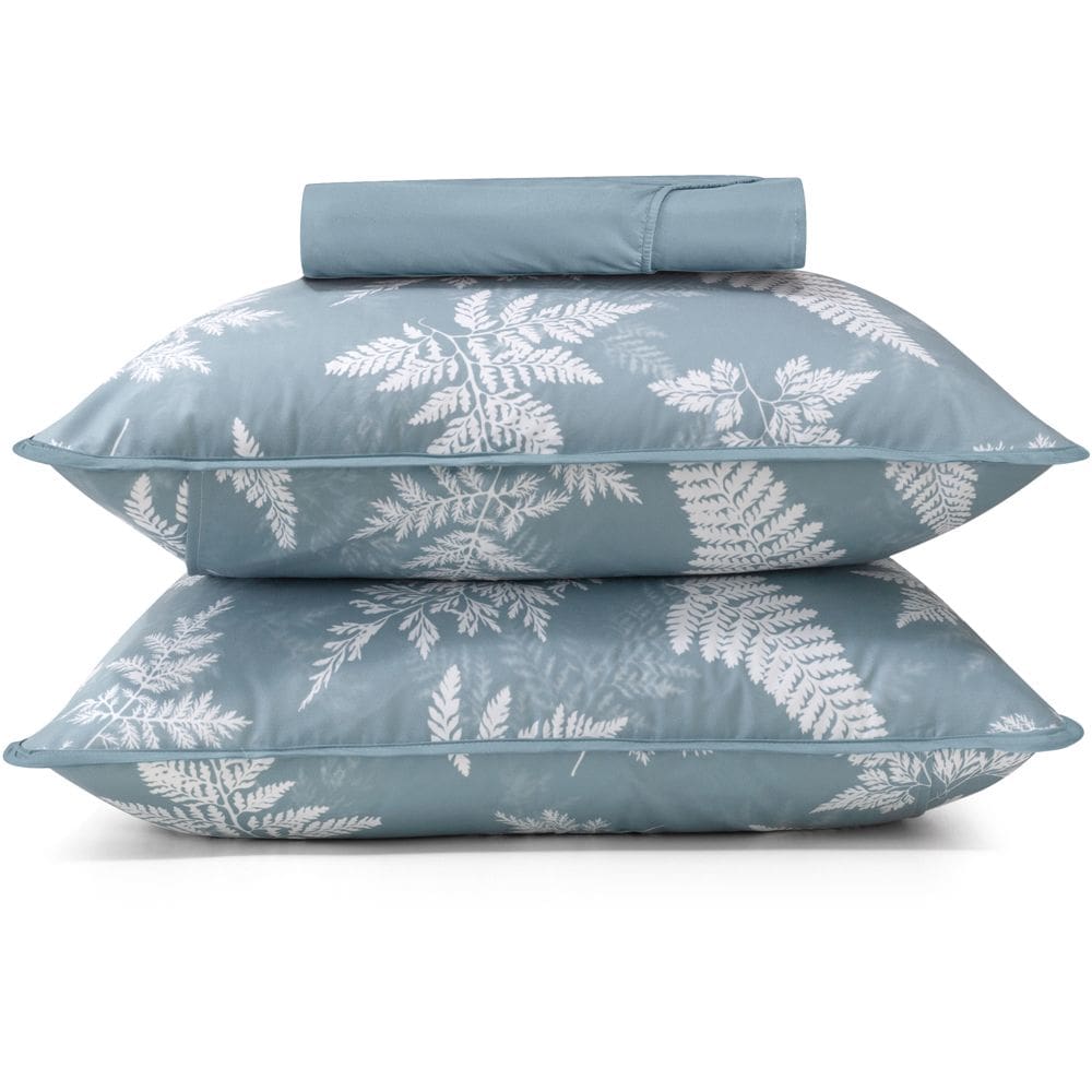 Jogo de Cama Lynel Samambaia Malha 3 Peças Queen Azul