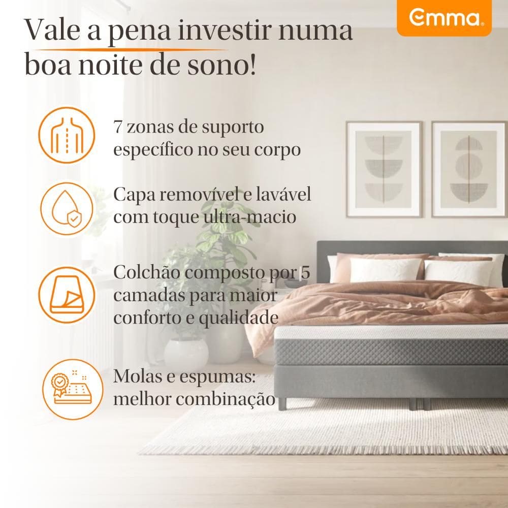 Colchão Casal Emma Premium Hybrid 2.0 | Casas Bahia