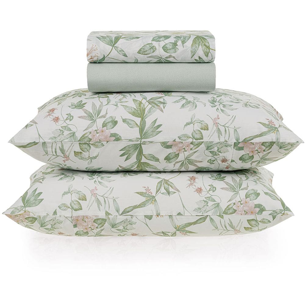 Jogo de Cama Karsten Naila 160 Fios 4 Peças Queen Verde