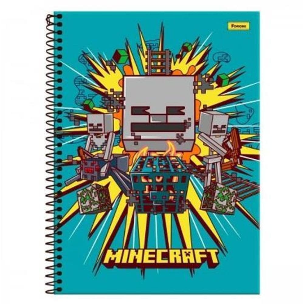 Caderno C/D 10 Materias Minecraft 160 Folhas Foroni